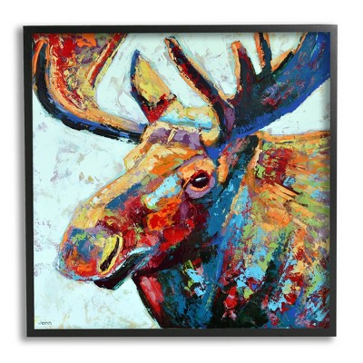 Stupell Industries Moose Portrait Modern Composition Framed Giclee Art