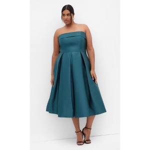CITY CHIC | Tiffany Strapless Midi Dress - deep teal | 14W - 1 of 4