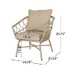 GDFStudio Colmar Outdoor Wicker 3 Piece Chat Set with Cushions, Light Brown/Beige - 3 of 4