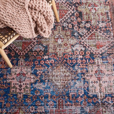 Tucson Navy and Rust Washable Square Rug