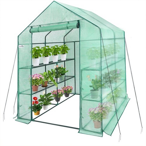 Hanience Walk-in Outdoor/Indoor Covered Portable Plant Greenhouse for Gardens, Patios, and Yards with 8 Wired Shelves, and Roll-Up Zippered Door - image 1 of 4