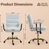 Bosmiller Faux Leather Home Office Desk Chair, Gold Base Vanity Chair with Wheels, Padded Seat and Armrests, Swivel Executive Computer Chair - 2 of 4