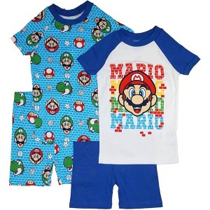 Super Mario Little/Big Boy's 4-Piece Cotton Pajama Sets - 1 of 4