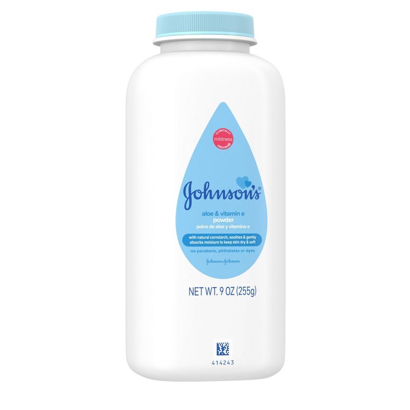 Johnson&#39;s Naturally Derived Cornstarch Baby Powder, Aloe &#38; Vitamin E, Hypoallergenic - 9oz, 3 of 10