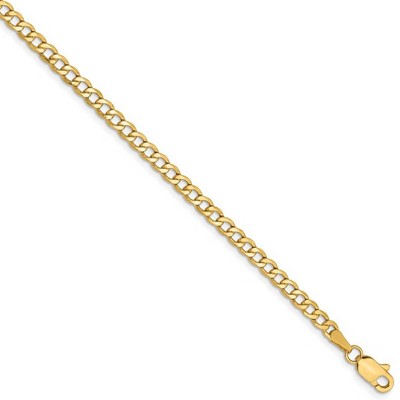 Black Bow Jewelry 2.75mm 14k Yellow Gold Hollow Curb Chain Necklace