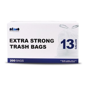 Plasticplace 13 Gallon White Trash Bags, 1.2 Mil, 24"x27'' (200 Count) - 1 of 4