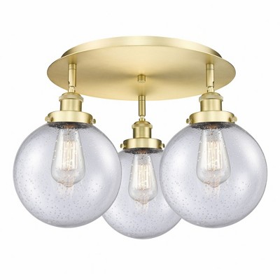 Canton - 3 Light Flush Mount In Art Deco Style-11.88 Inches Tall and 19.75 Inches Wide