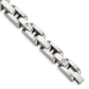 Black Bow Jewelry Men's 10mm Stainless Steel and Diamond Bracelet - 8.5 Inch - 1 of 4