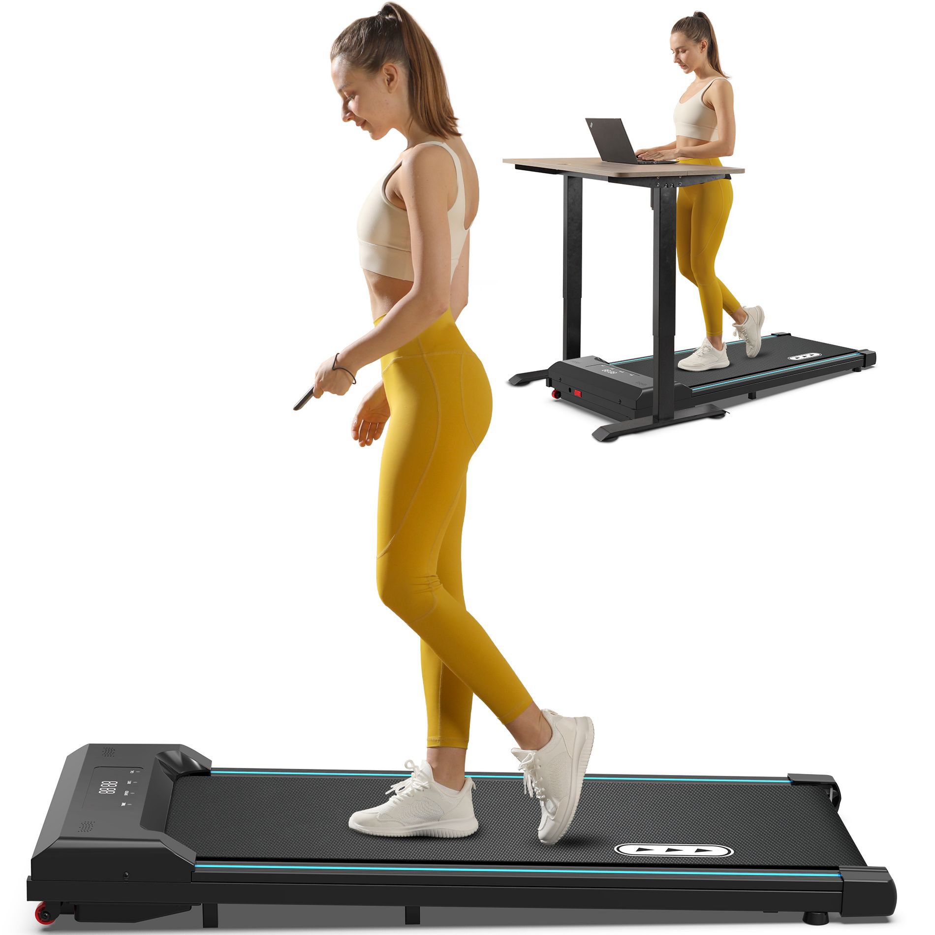 Redliro Walking Pad Under Desk Treadmill 265LBS 2.25HP Running Machine for Home Office, Black