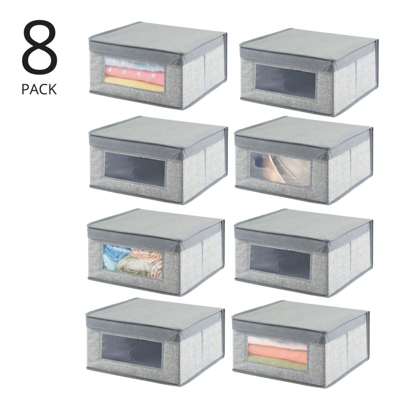 mDesign Medium Fabric Closet Storage Box with Front Window/Lid, 2 of 10