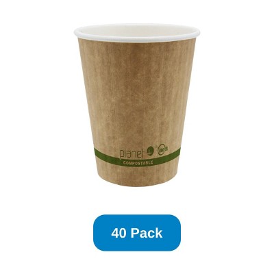 Planet+ 12 oz Compostable Hot Cup SFI Paper Cup PLA Lined Double Wall - Pack of 40