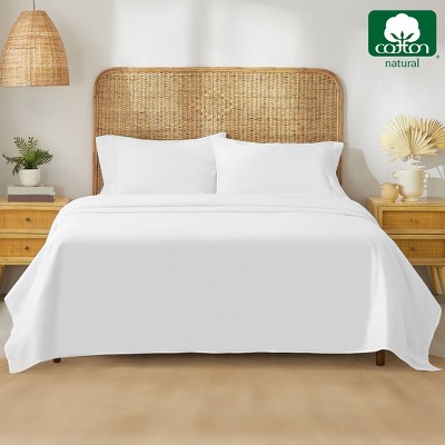 Bright White Full Organic Cotton Percale Sheet Set