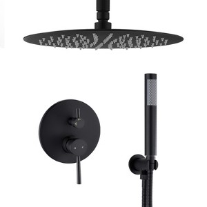ALEXOUNCeiling Mount Round Shower Combo Set with 10" Rain Shower head and Handheld Shower Head Set with Pressure Balancing Valve - 1 of 4