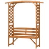Outsunny Patio Garden Bench Arbor Arch with Pergola and 2 Trellises, 3 Seat Natural Wooden Outdoor Bench for Grape Vines & Climbing Plants - 4 of 4