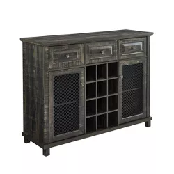 Bar Cabinet Server and Wine Rack with Wire Mesh Doors - Home Source