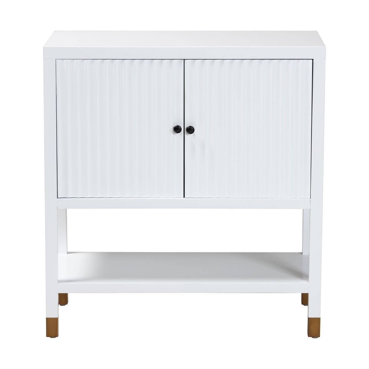 bali & pari Aiden Fluted Sideboard  2  Door Accent Storage Cabinet White/Brass/Black - thumbnail 10