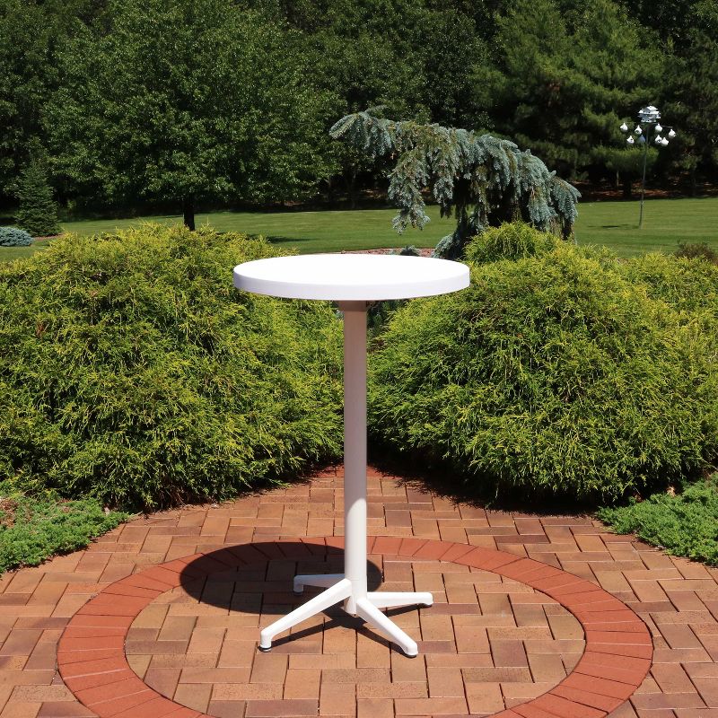Sunnydaze 45"H Round Plastic All-Weather Commercial-Grade Patio Bar Table with Foldable Design, White, 2 of 11
