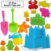 4E's Novelty 17 Pc Kids Beach Toys Set w/ Bucket, Shovels, Molds & Mesh Bag, Sand Box Fun - 3 of 4