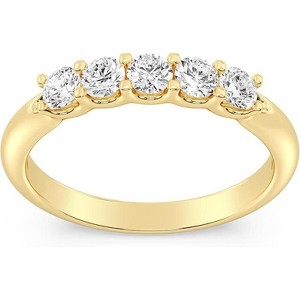 GILDED 14KT Gold Plated and 925 Sterling Silver Engagement Rings for women in 1/2 ctw 5 Stones Lab Grown Diamond Ring in Size 7 - 1 of 4