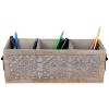 Mela Artisans 3-Slot Wooden Desk Organizer, Work Desk, Bathroom, Cutlery Caddy, Pencil Caddy, Office Supplies Organizer, Grey Over Natural/Black - 2 of 4