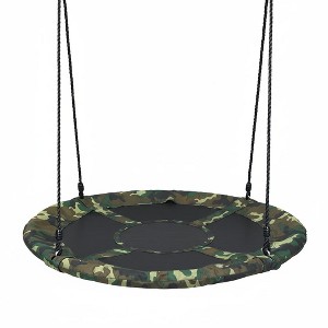 Gymax 40Inch Outdoor Flying Saucer Tree Swing with Adjustable Ropes 330 lbs Capacity for Backyard - 1 of 4