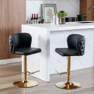 FONTOI 2PCS Swivel Bar Stools for Kitchen Island, Height Adjustable Barstools, Bar Chairs with Footrest & Back, Black, 19"*42.9"*18.1" - 1 of 4