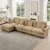 L-Shaped Sectional Sofa with Ottoman, 4-Seater Sofa with Removable Ruffle Skirt and Flared Arms, Chenille Sofa with Cushion-Coolbibila - 3 of 4