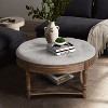 NicBex Modern Large Round Ottoman Coffee Table with Storage Shelf,2-Tier Oversized End Table,Upholstered Center Table for Living Room - 2 of 4