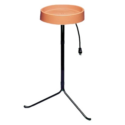 API Weather Resistant Outdoor Garden Decor All Weather Heated Bird Bath with Round Basin and Metal Stand, Black