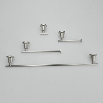 Brushed Nickel 4-Piece Bathroom Hardware Set with Towel Bar