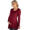 24seven Comfort Apparel Womens Long Sleeve Solid Color Swing Style Flared Maternity Tunic Top - 2 of 4