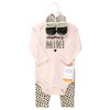 Hudson Baby Infant Girl Cotton Long-Sleeve Bodysuit, Pant and Shoe Set, Leopard Hearts - image 2 of 4