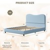 Homhougo Twin Bed Frame for Kids with Velvet Upholstered Headboard, Cute Low Profile Platform Bed for Girls and Boys Blue - 2 of 4