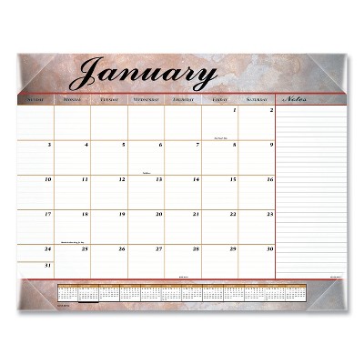 Marbled Desk Pad, Marbled Stone Artwork, 22 x 17, White/Multicolor Sheets, Clear Corners, 12-Month (Jan to Dec): 2026