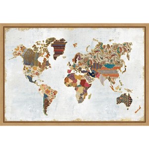 Amanti Art Pattern World Map by Laura Marshall Canvas Wall Art Print Framed 23 x 16-in. - 1 of 4