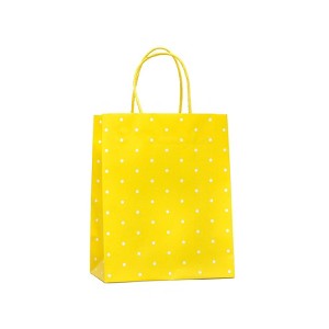 Medium Dotted Gift Bag White/Yellow - Spritz™ - 1 of 3