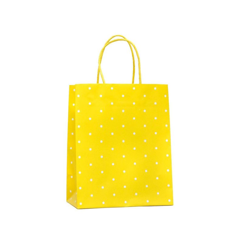 Medium Dotted Gift Bag White/Yellow - Spritz&#8482;: Easter Celebration, Polka Dot Pattern, Multicolor Paper Bag, 1 of 5
