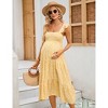 Coolmee Womens Maternity Dress Summer Sleeveless Smocked Square Neck Ruffle Casual Boho Midi Dress Baby Shower Photoshoot - 2 of 4