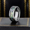 Jewelry Avalanche 8mm Beveled Honeycomb & Abalone Inlay Tungsten Carbide Mens Wedding Band - 2 of 4