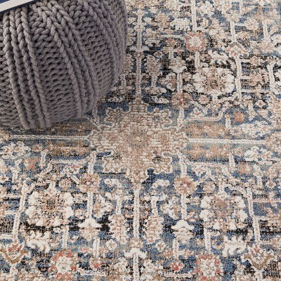 Vivaldi Square Blue Synthetic 79" Easy Care Area Rug