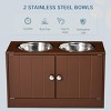 INFURNIC Pet Bowl Large Elevated Feeding Station with Storage Cabinet Magnetic Closure Stainless Steel Bowls, Brown, 23.5"*11.8"*14" - 2 of 4