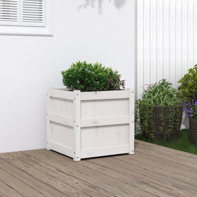 vidaXL Garden Planter White 19.7"x19.7"x19.7" Solid Wood Pine