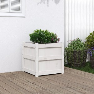 vidaXL Garden Planter White 19.7"x19.7"x19.7" Solid Wood Pine - 1 of 4