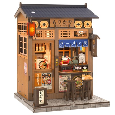 Детские куклы Etokfoks DIY Miniature Coffee Shop Book Nook Kit 233 pcs 3D Wooden Puzzle Mini House Building Kit with LED for Bookshelf Decor — фото 8