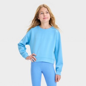 Girls' Airy Sleek Crewneck Sweatshirt - All In Motion™ - 1 of 3