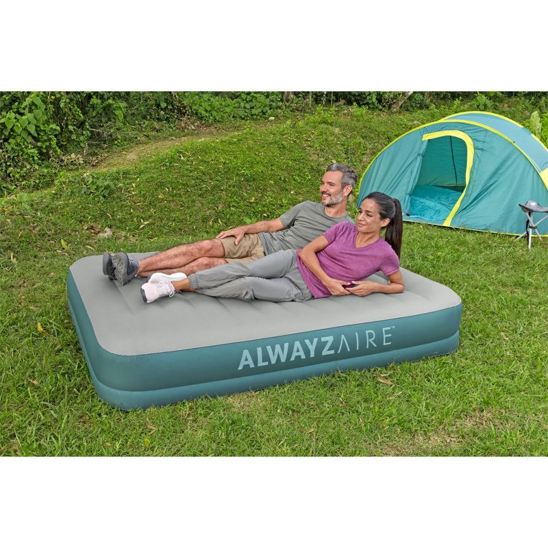 Bestway AlwayzAire 14" Inflatable Air Mattress 2 Person Queen-Sized Indoor Bed with Rechargeable USB Electric Built-In Pump, Gray, 4 of 8