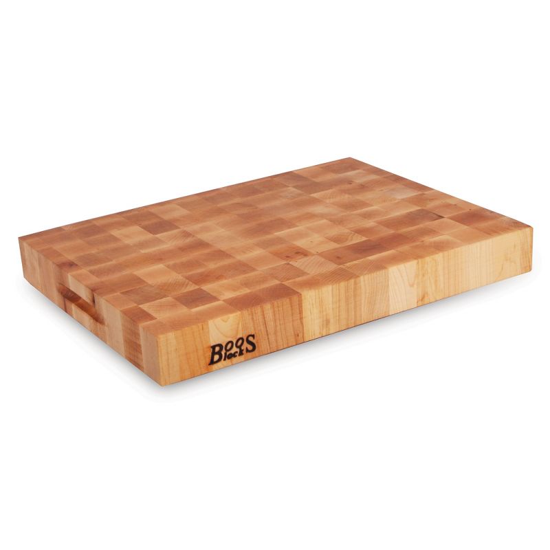 John Boos Small Maple Wood Cutting Board for Kitchen Thick Reversible End Grain Charcuterie Boos Block with Finger Grips, 1 of 7
