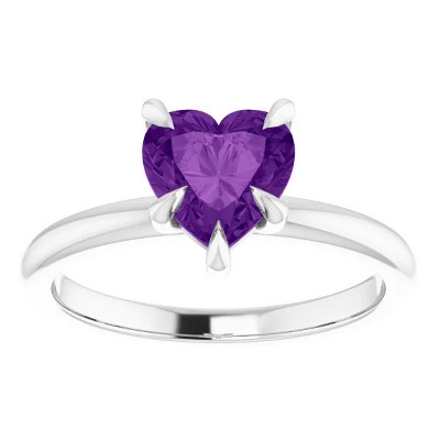 Pompeii3 7mm Amethyst Women's Heart Ring in 14k Gold 7mm Tall