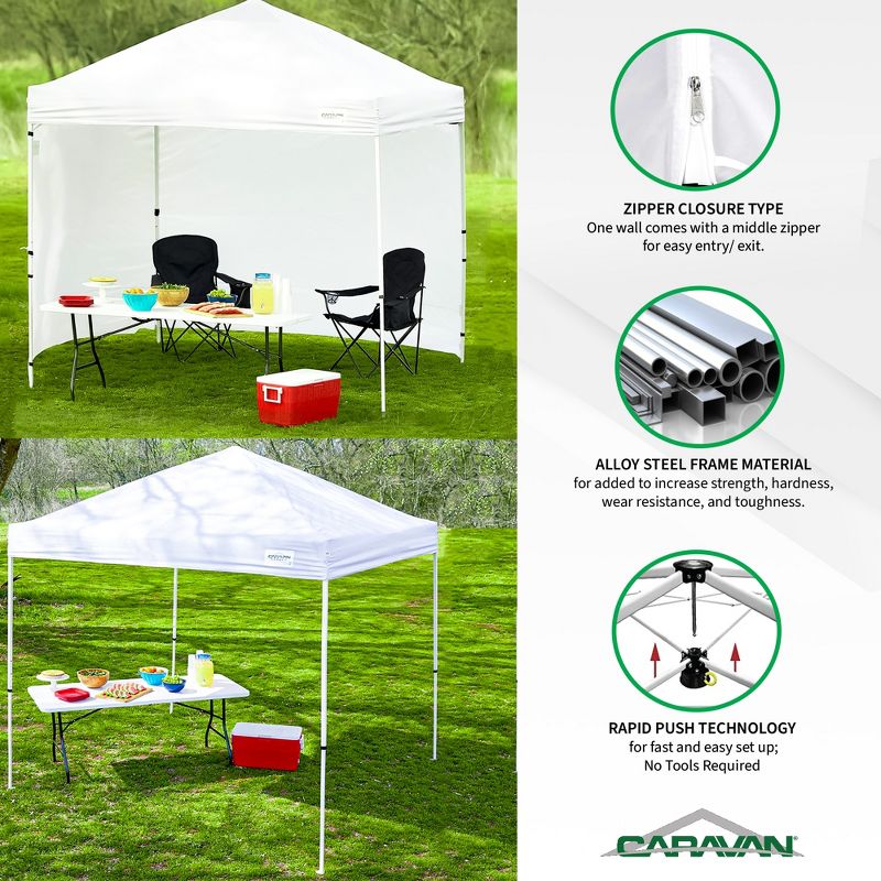 Caravan Canopy V-Series 10 x 10' 2 Straight Leg Sidewall Kit & M-Series Pro 2 10 x 10 Foot Shade Tent with Roller Bag & Set of 4 6-Pound Weight Plates, 2 of 7