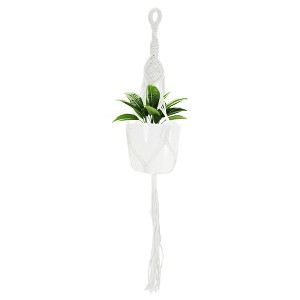 Unique Bargains Macrame Plant Hanger Woven Cotton Indoor Outdoor Decorative - 1 of 4